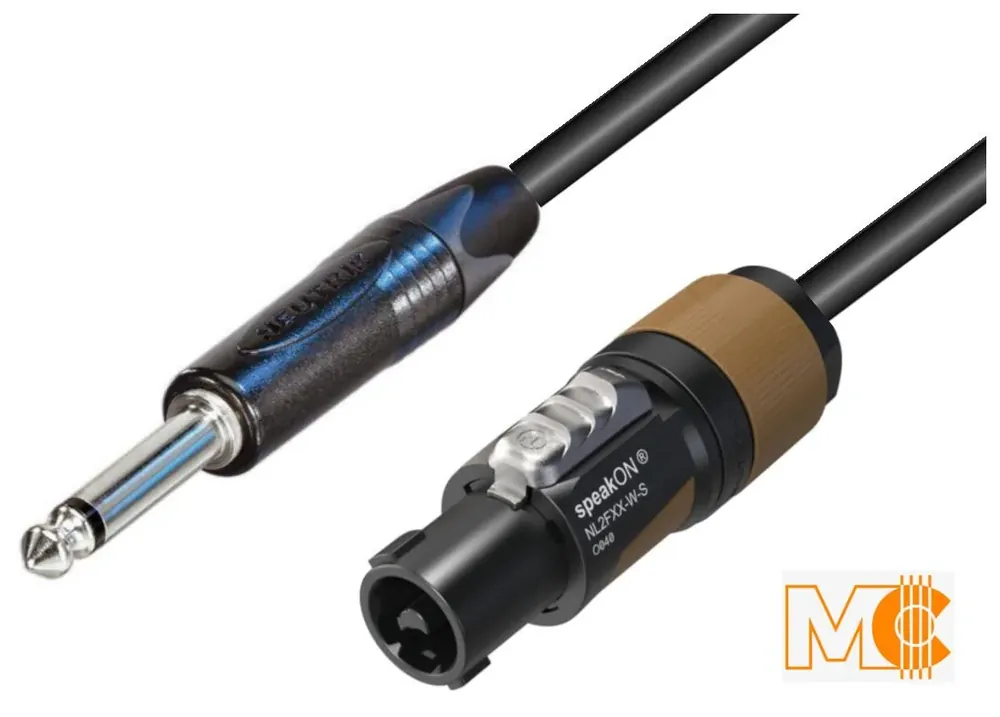MC Audio GS1N 1 - przewód głośnikowy 2x1,5mm2 1m jack-speakon złącza Neutrik NL2FXX-W-S