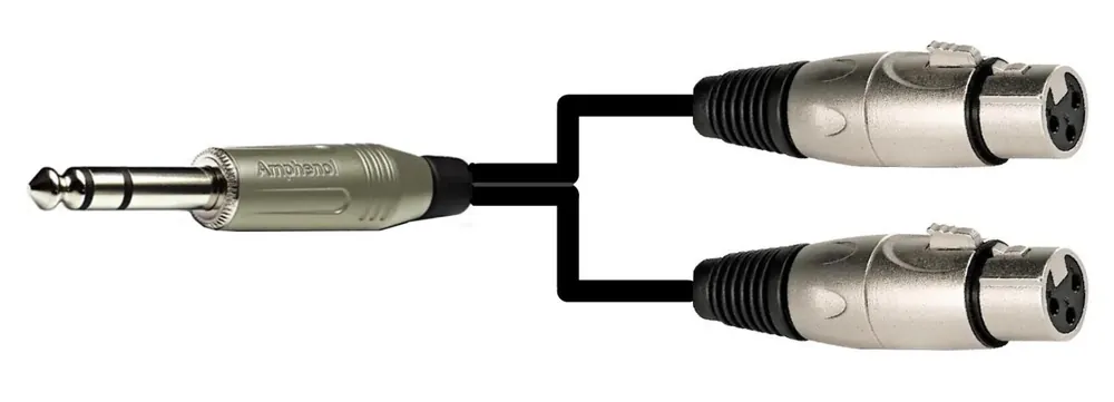MC Audio IKIAJSXXF 12 - przewód jack stereo-2 x XLR żeński, przewód do wzmacniacza słuchawkowego 12m
