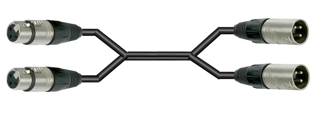 MC Audio MSD5NXFXM 03 - przewód dwuparowy, 2 x XLR żeński - 2 x XLR męski, 0,3m, złącza Neutrik