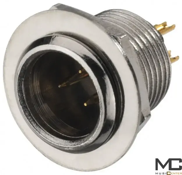 Monacor XLR 308/P - gniazdo montażowe mini XLR 3 pinowe , średnica otworu 11mm,, NOWE
