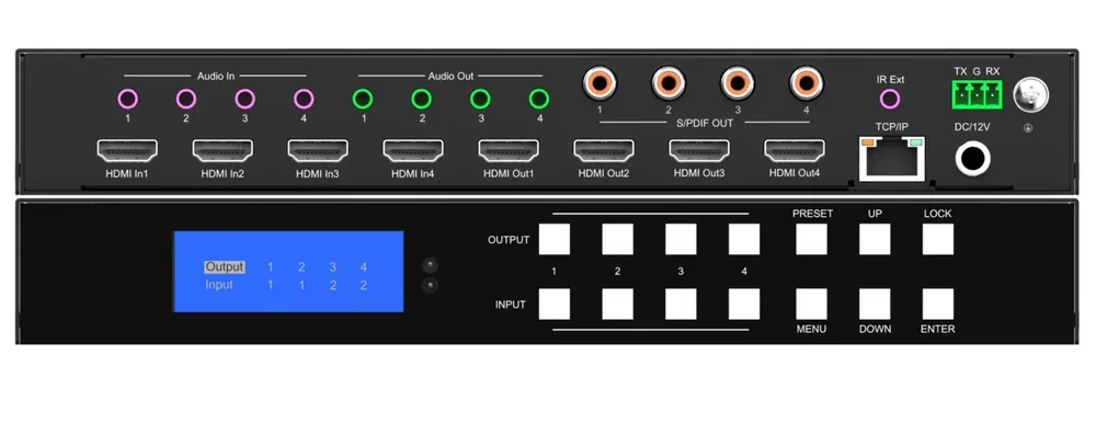 FXN SX SMX 47 - bezszwowa matryca HDMI 2.0 4×4 18Gb + audio, ściana video